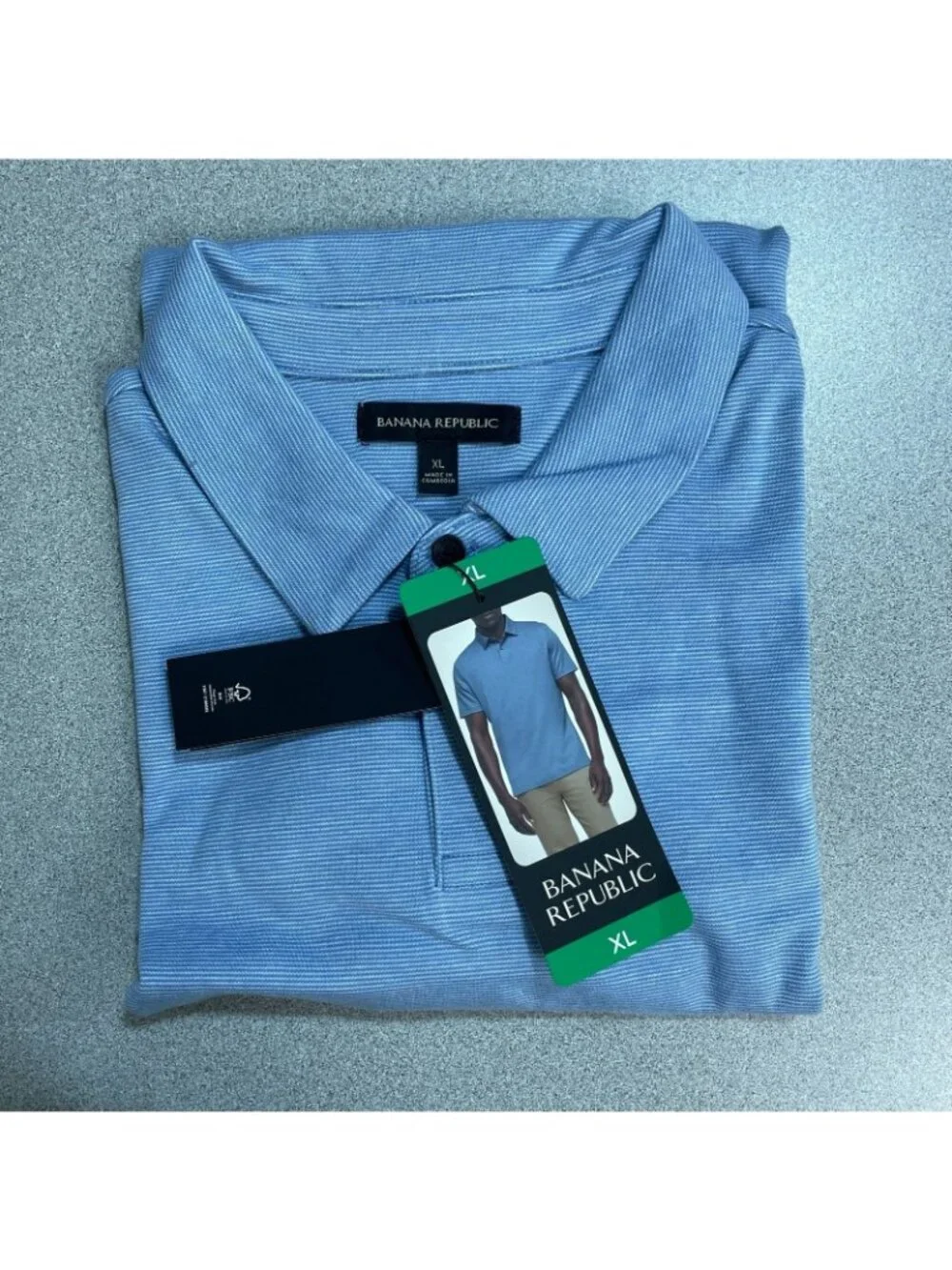NWT Banana Republic Men's XL Blue Pinstriped  Polo Shirt 100% Cotton